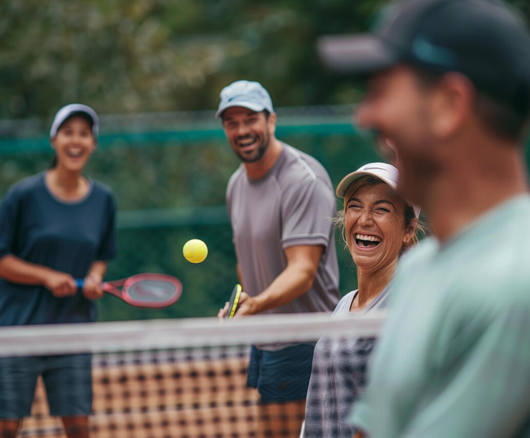 A group playing tennis